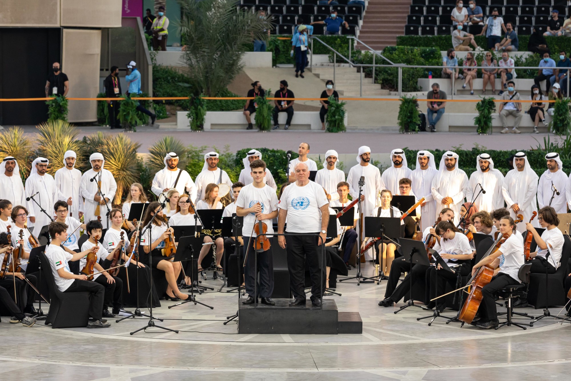 The Emirates Youth Symphony Orchestra (EYSO) performs during United Nations Honour Day at Al Wasl Plaza m6220