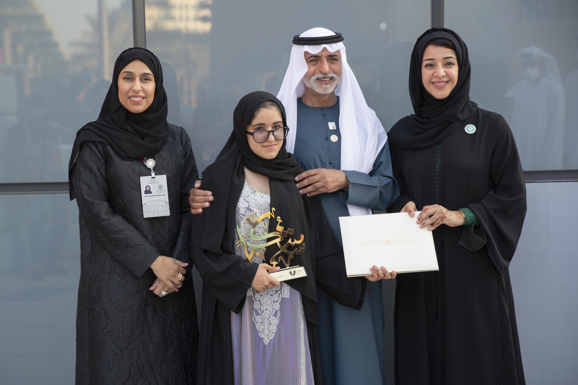 His Excellency Sheikh Nahayan Mabarak Al Nahayan (R2) UAE Minister of Tolerance and Coexistence Commissioner General of Expo 2020 Dubai Her Excellency Reem Al Hashimy (R1) UAE Minister of State for International Cooperation and Director