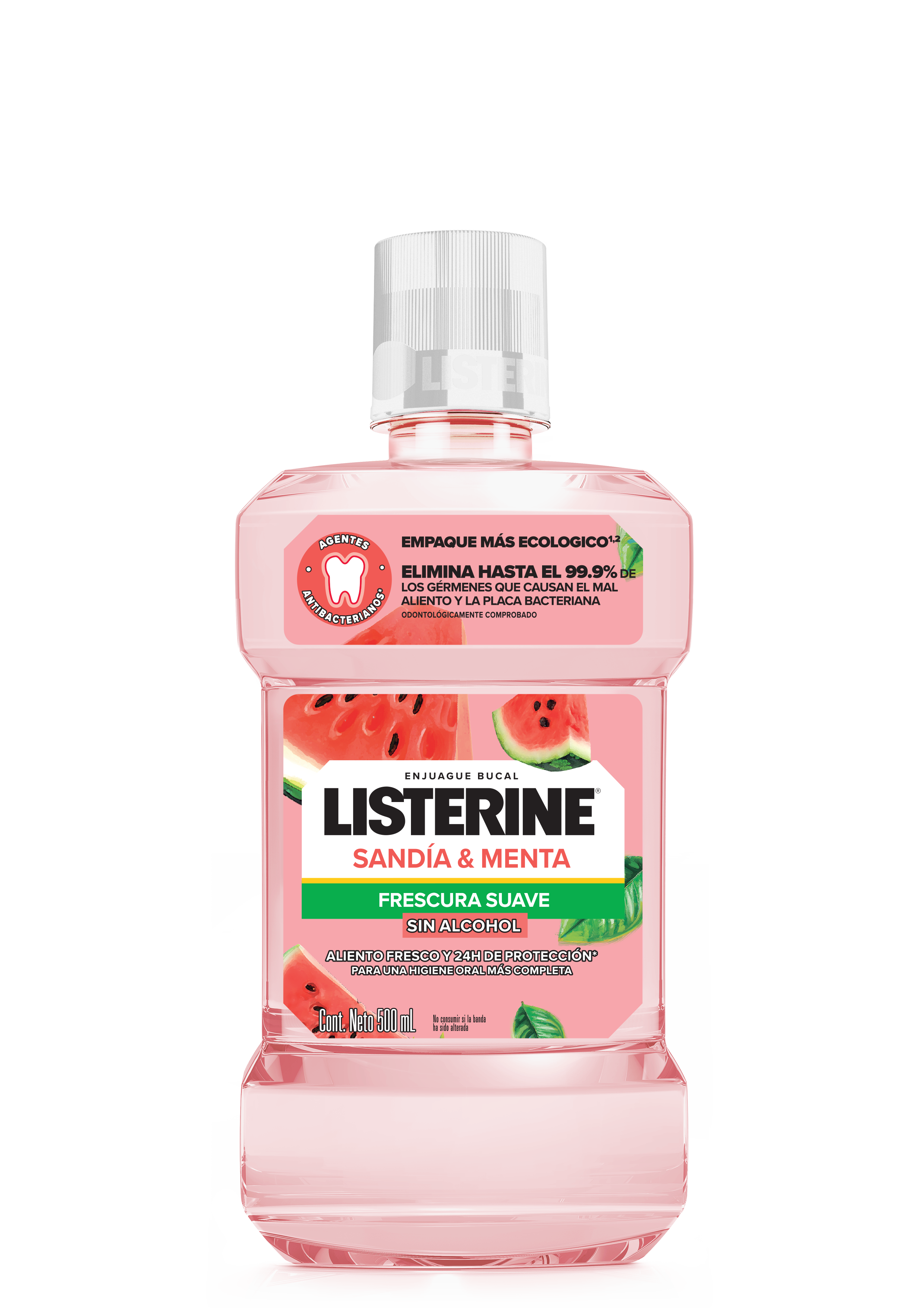 Enjuague bucal LISTERINE® Sandía & Menta  Frescura Suave  Sin alcohol | LISTERINE®