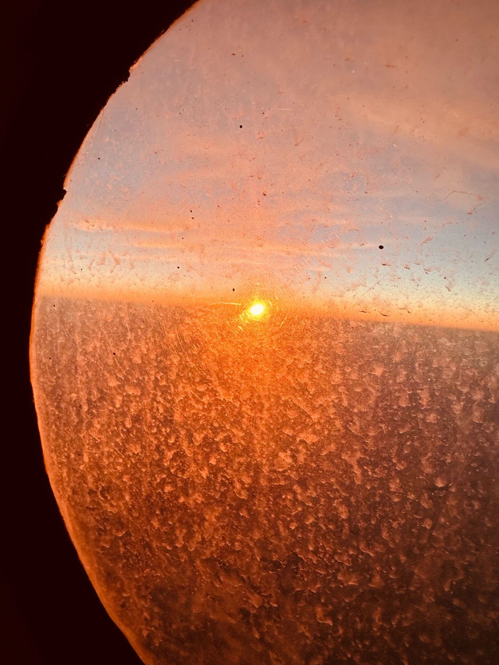 Brian's sunset view during CAT Launch off an aircraft carrier