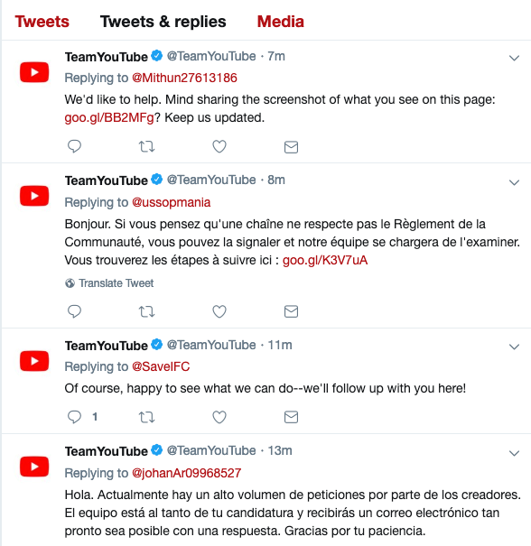 Contact YouTube 2019