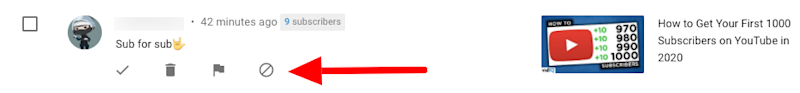 Ban User YouTube Studio