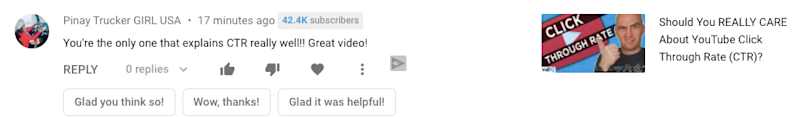 YouTube Smart Replies