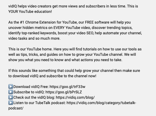 YouTube About Page