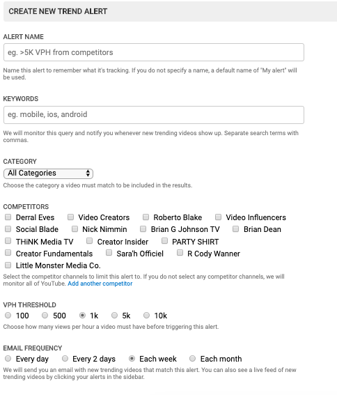 trend alerts youtube vidiq