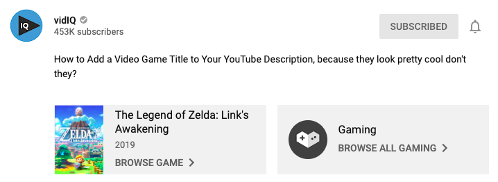 video games youtube description box