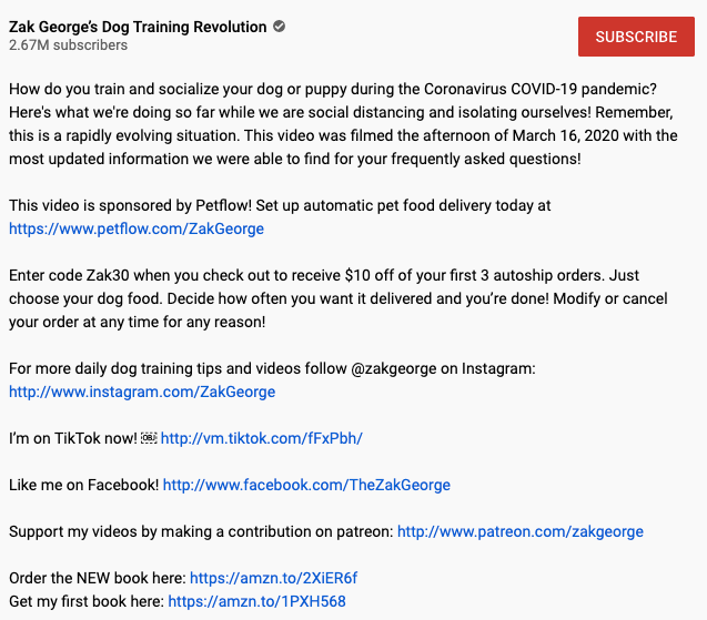 Zak George YouTube Description