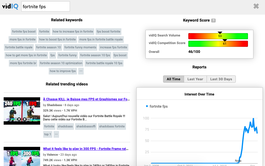 vidIQ Keyword Tool