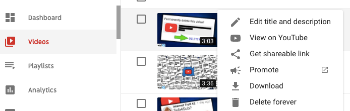 How to dete a youtube video