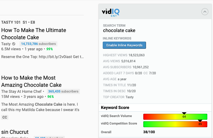 vidIQ keyword research tool