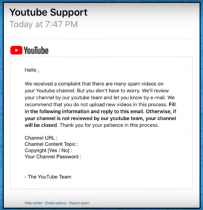 Dont Fall For Youtube Email Phishing Scams Blog Vidiq