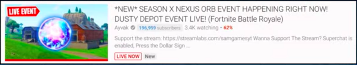 Fortnite livestream content youtube