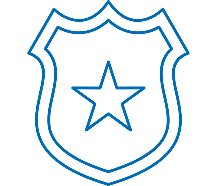 blue icon of a police badge