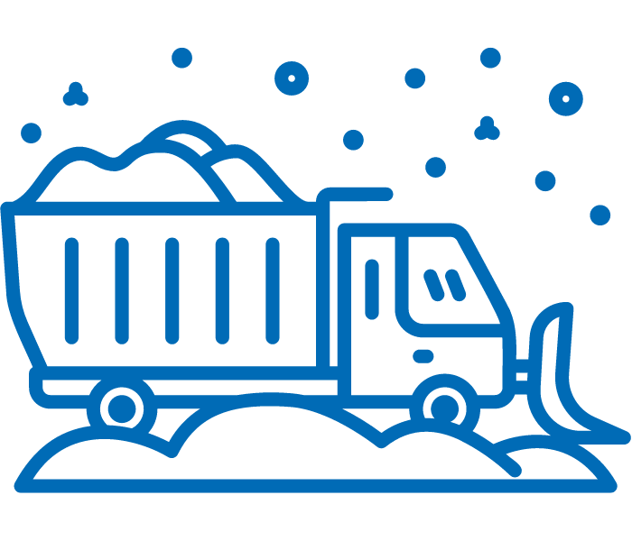 Blue graphic of a snow plow