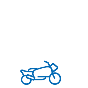 Blue graphic of a motorcycle