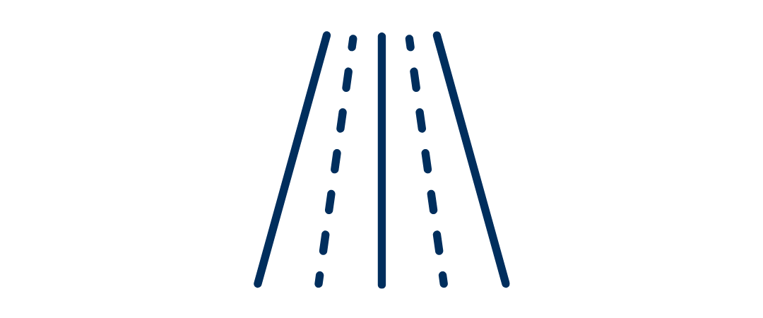 A blue graphic of a road