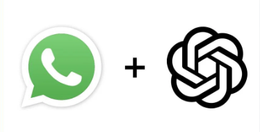 Em um fundo branco, vemos o ícone do WhatsApp a esquerda e o Ícone da OpenAI a direita separados por um sinal de +, indicando uma junção das marcas