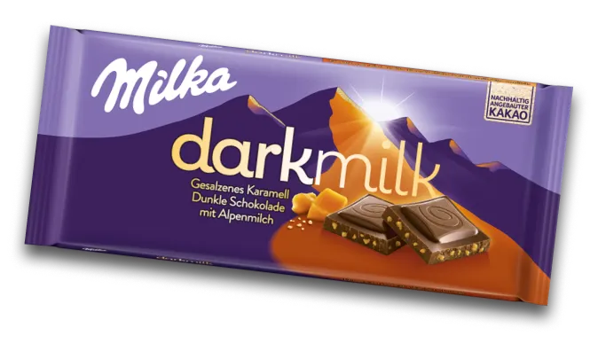 Produktbild Milka darkmilk Gesalzenes Karamell