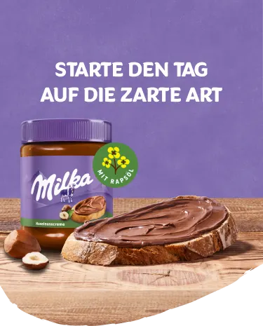 Bannerbild Starte den Tag auf die zarte Art. Die Milka Haselnusscreme