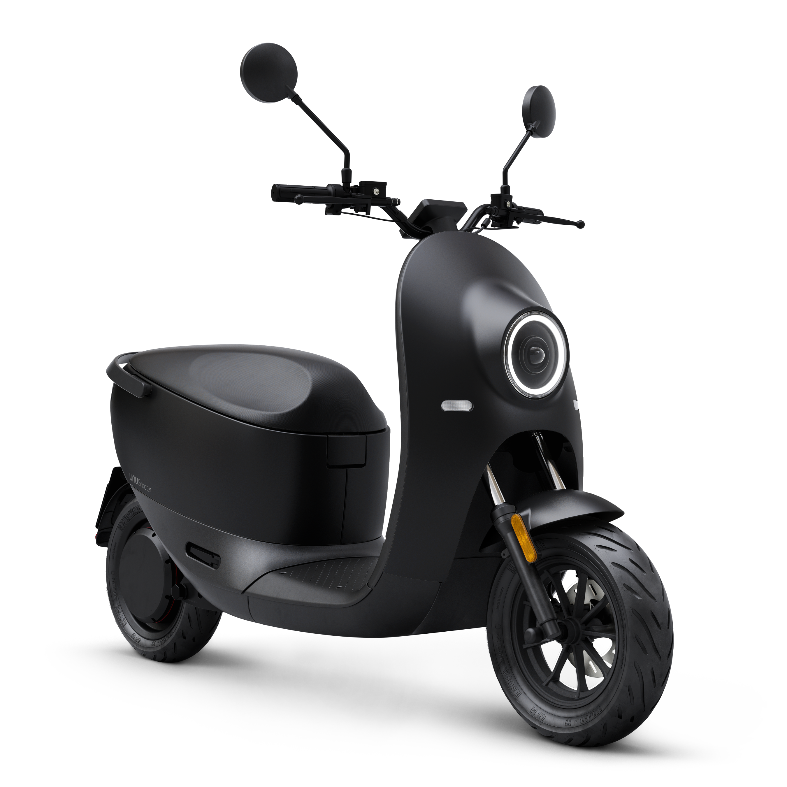Perspective view on matte black scooter