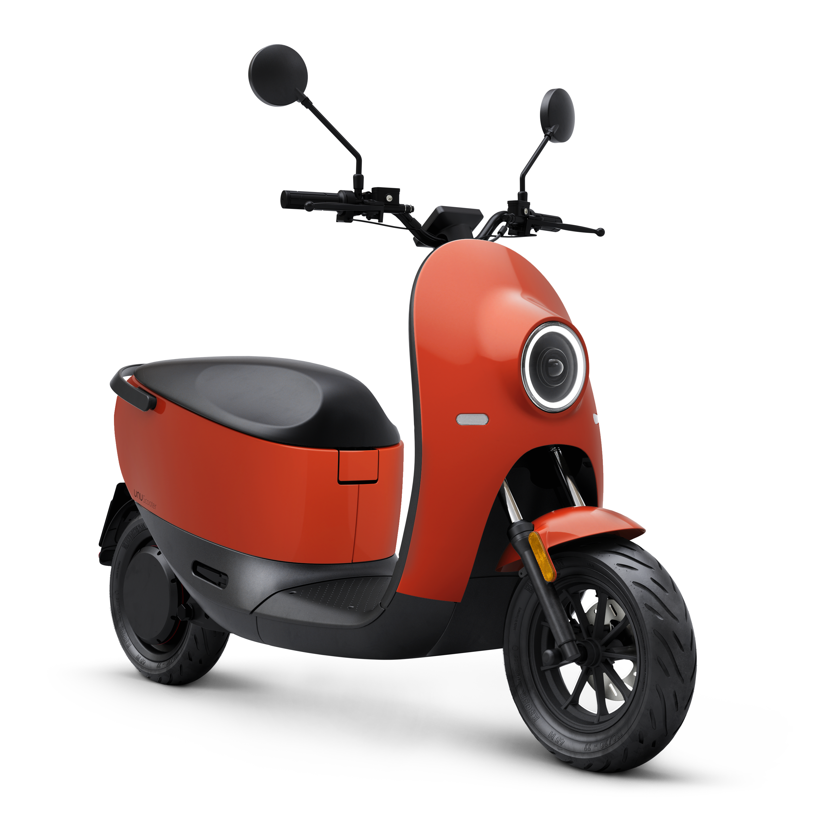 Perspective view on red glossy scooter