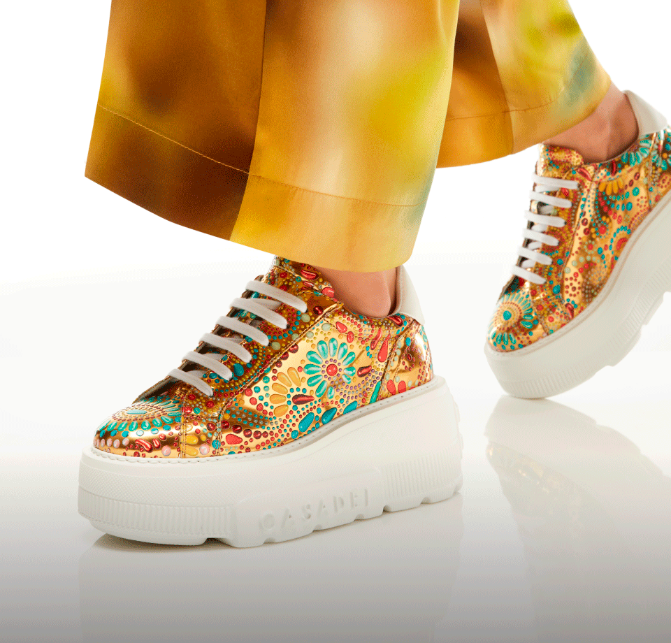 Casadei Beige Leather Chunky Sneakers