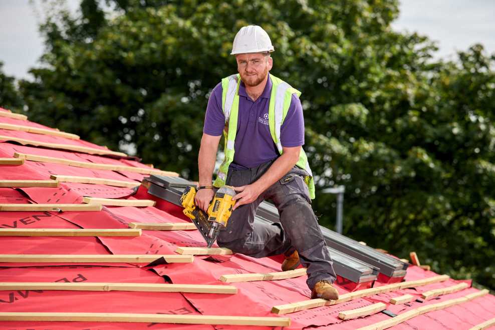 Matt Ford, previous Apprentice of the Year winner, on a pitched roof