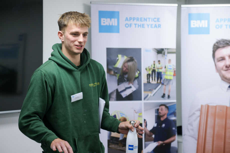 Charlie Plant presenting during the Apprentice of the Year competition 2023