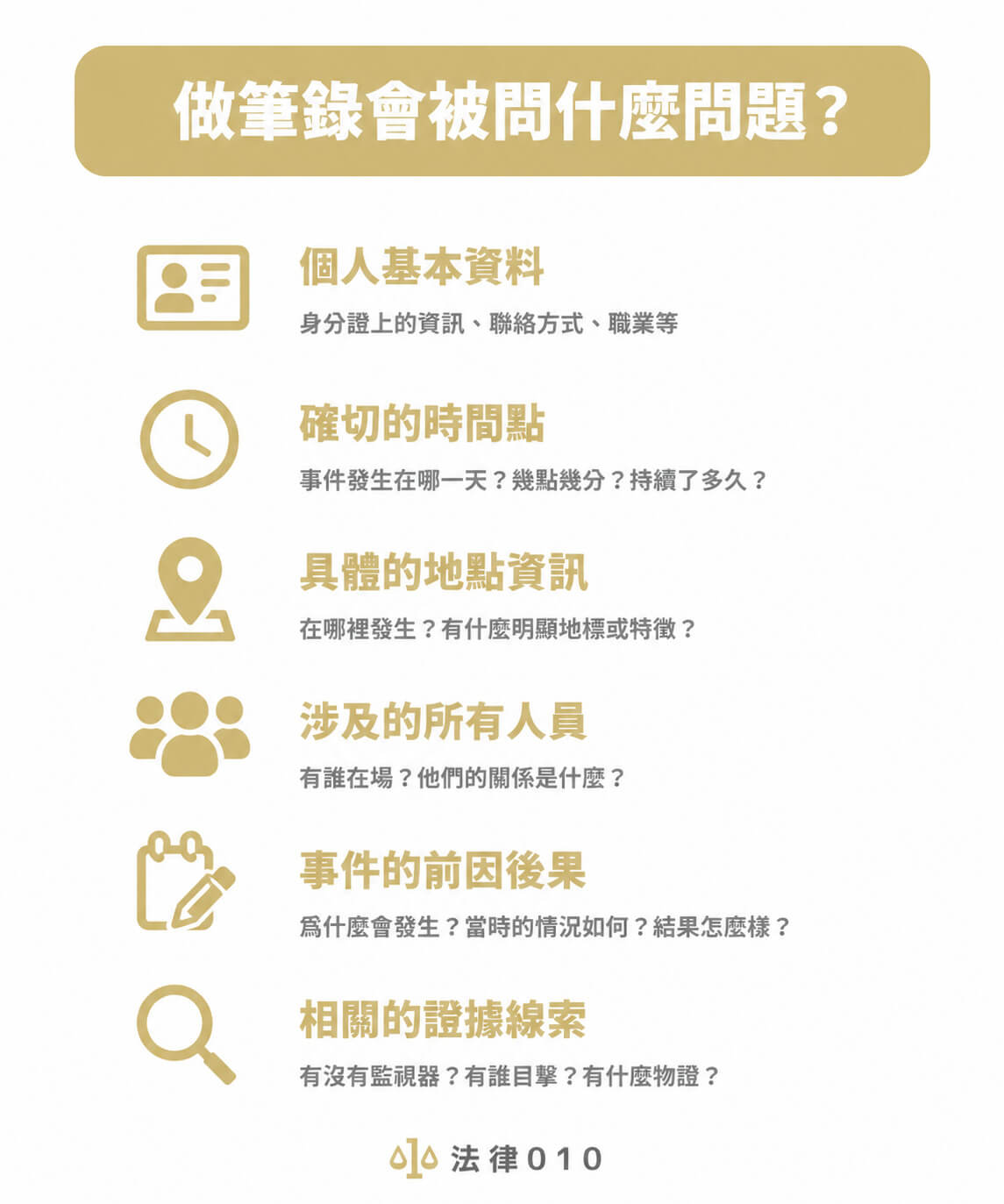 做筆錄會被問什麼問題