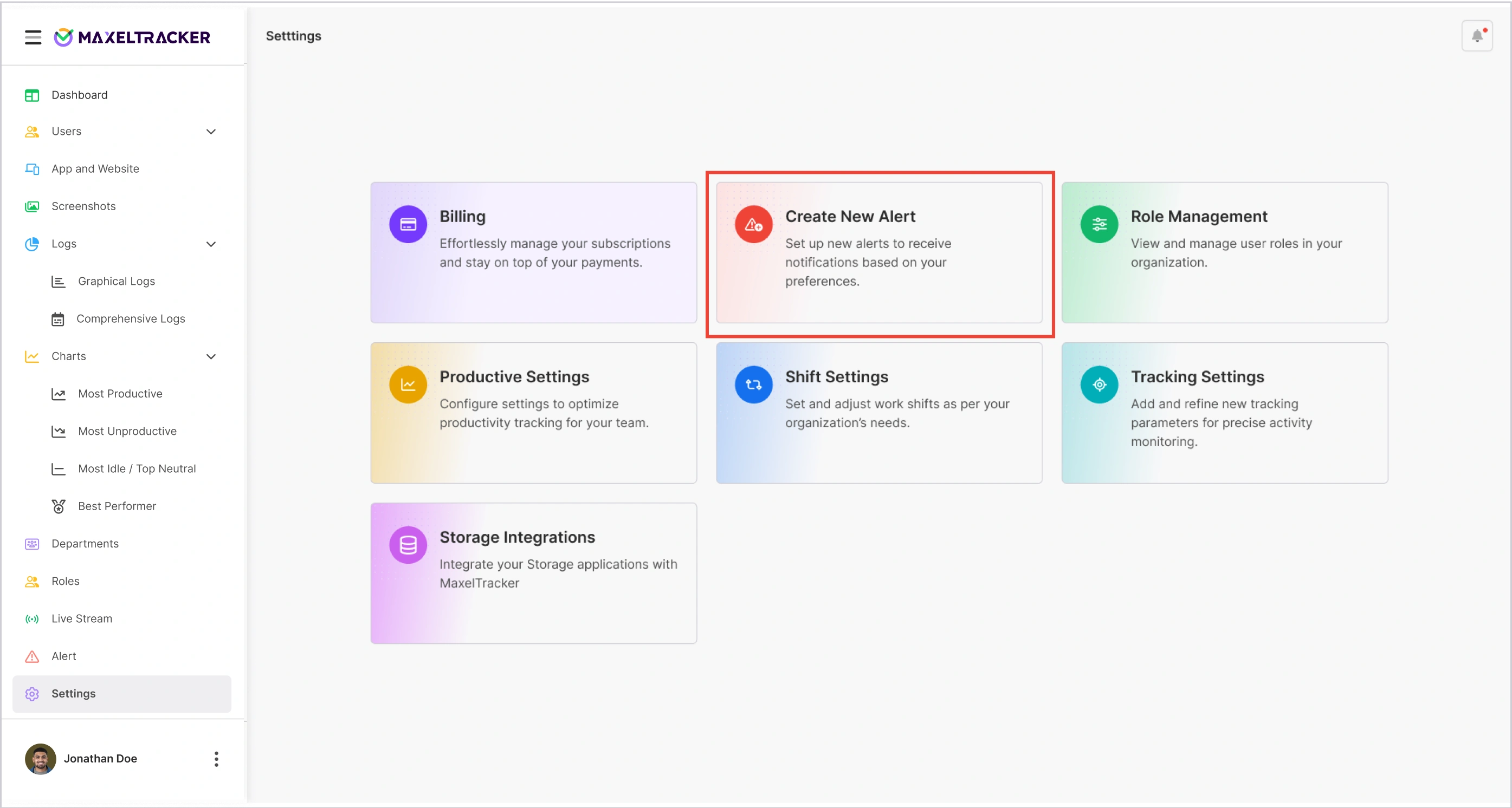 Setting - Create New Alert