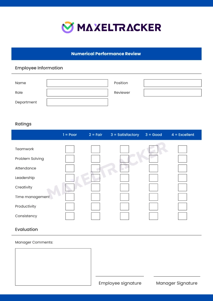 Performance Review Form Document