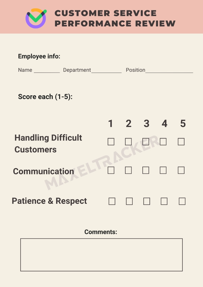 Customer Service Performance Review Template