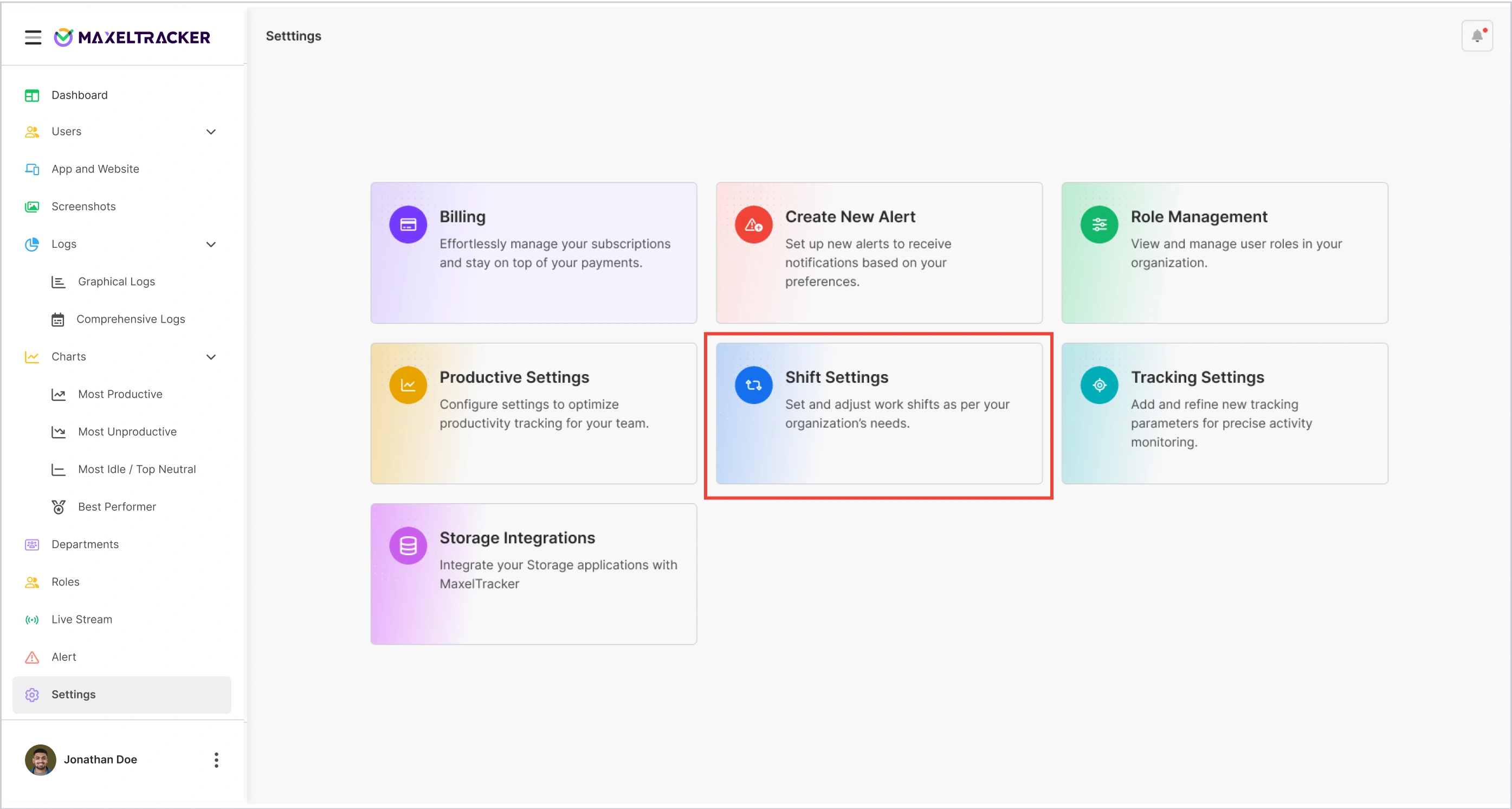 Setting - Shift Tracking Settings