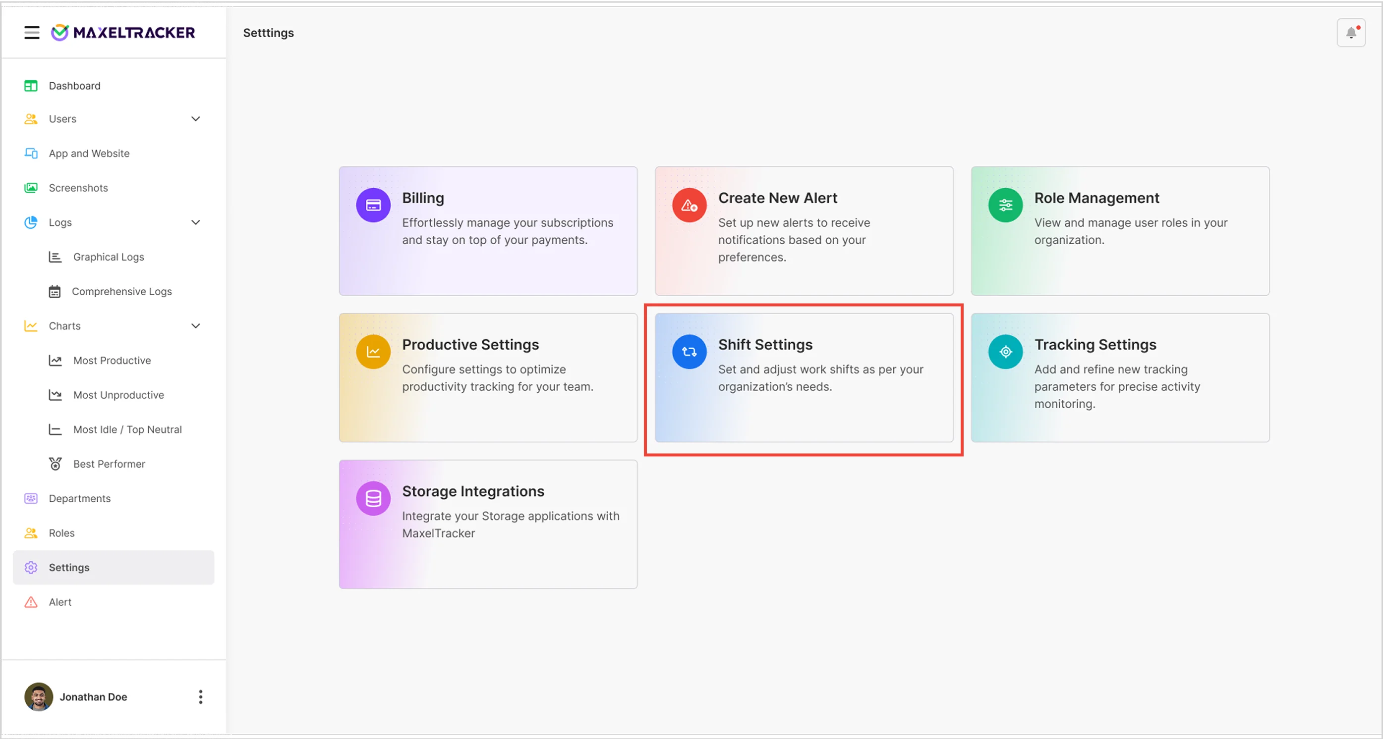 Setting - Shift Tracking Settings