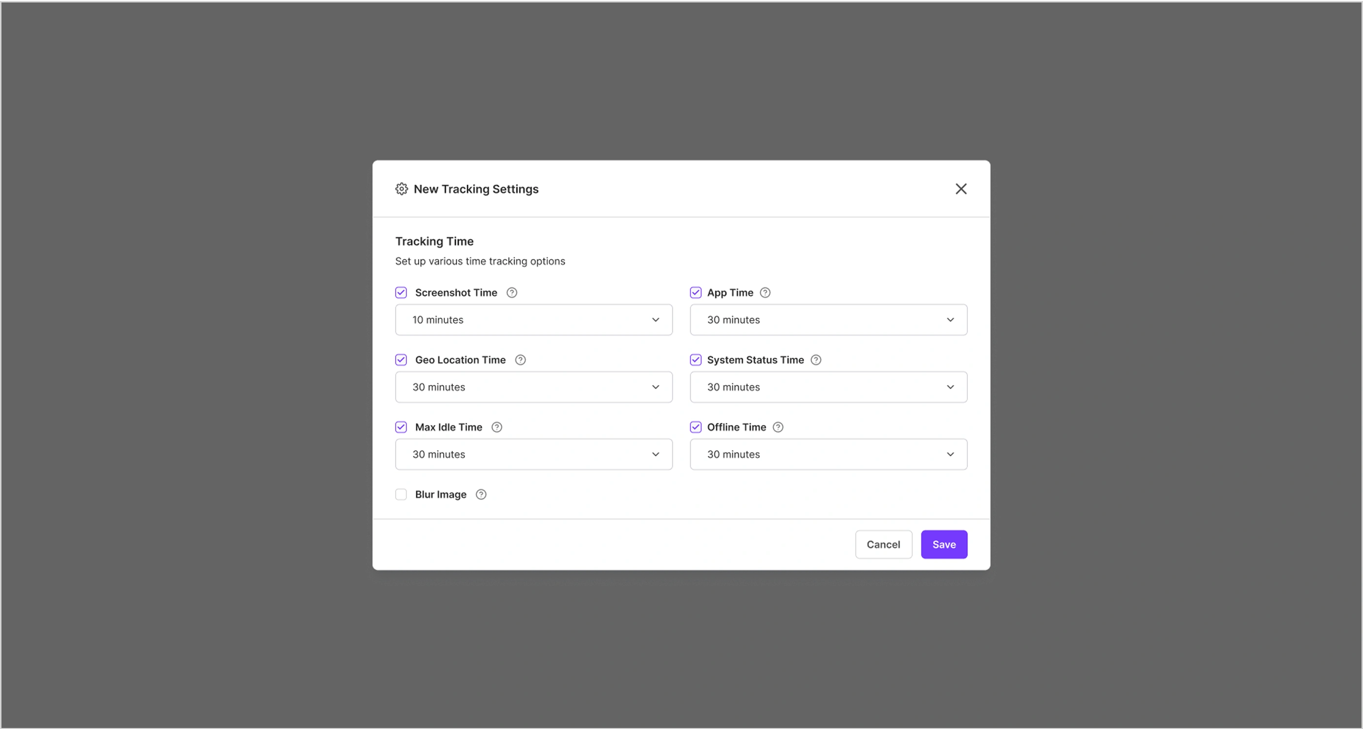 Tracking Settings
