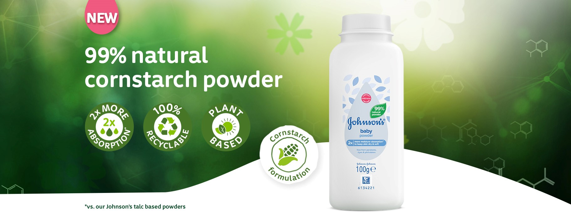 Johnson's® Baby 99% natural Powder