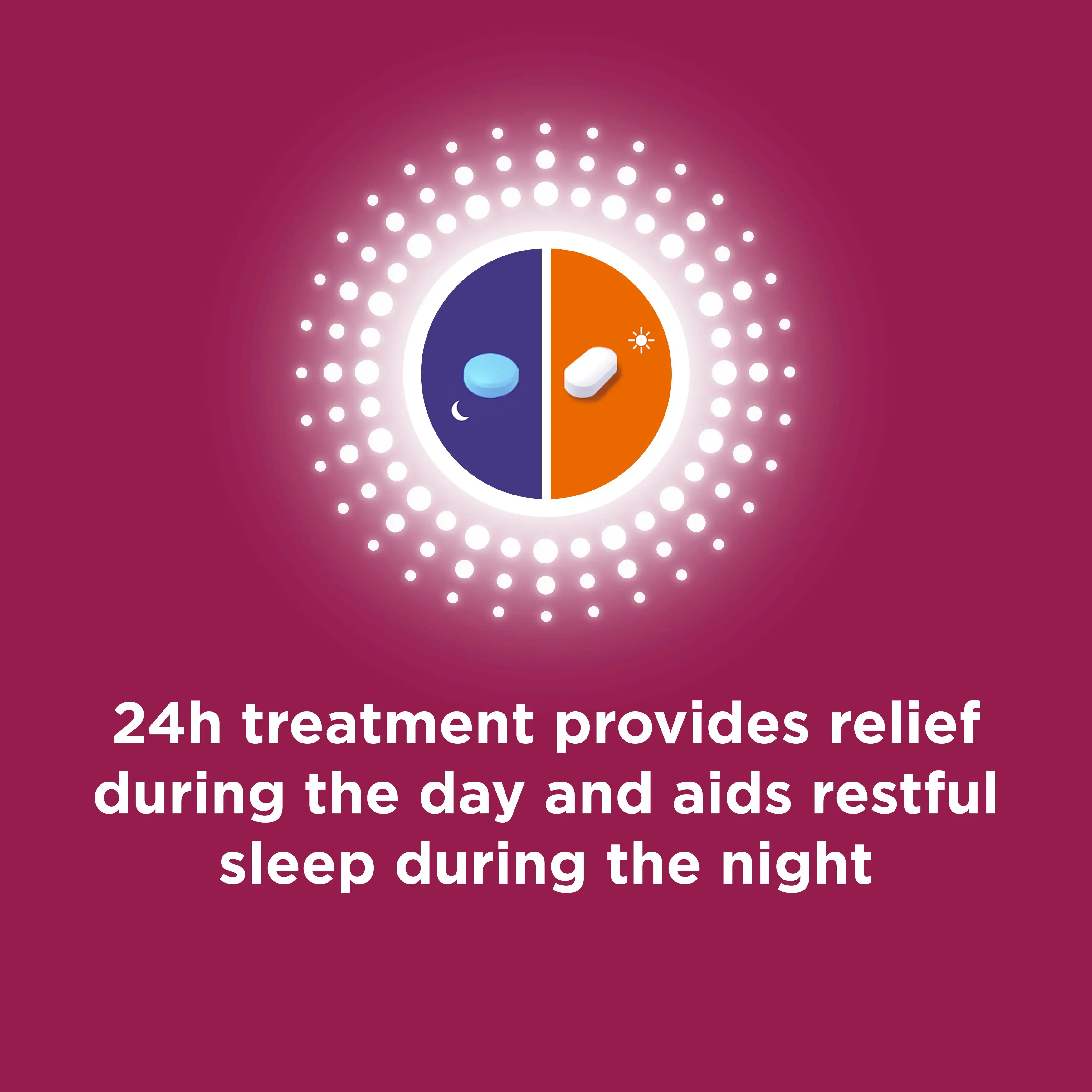 Image with the title: 24h treatment provides relief during the day