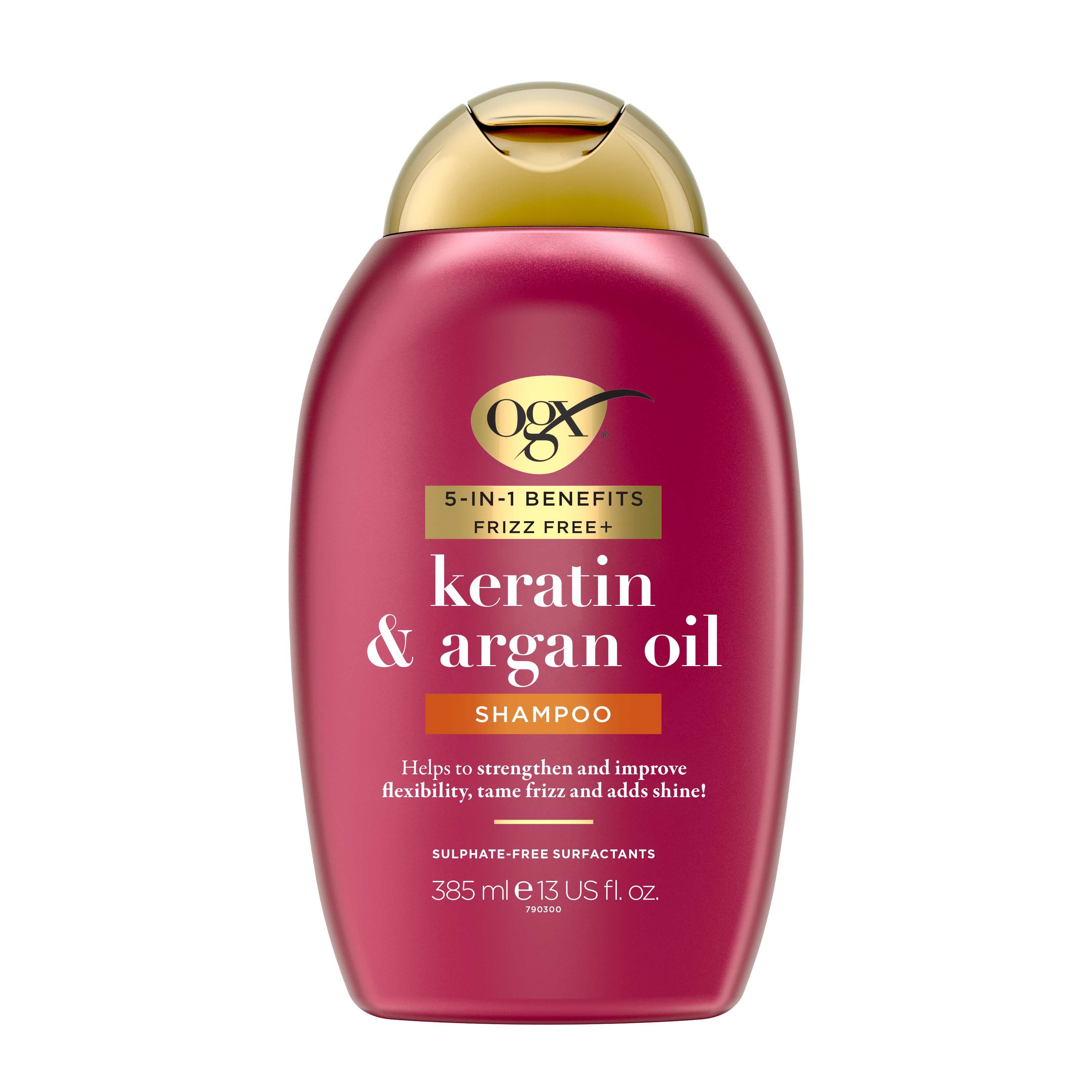 OGX  5-in-1 benefits Frizz Free+ Keratin & Argan Oil Shampoo, 385ml | OGX® Beauty