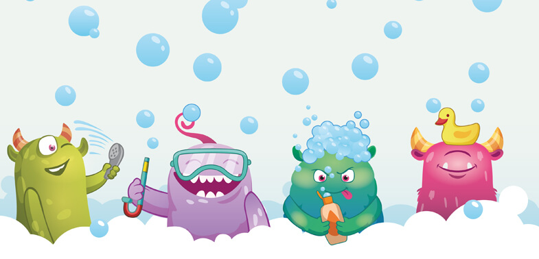 bathtime bubble monsters