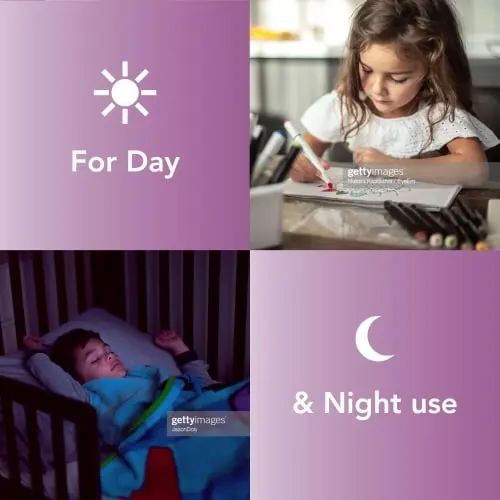 Image showing that Benylin Children's Dry Cough & Sore Throat Syrup is for day & night use