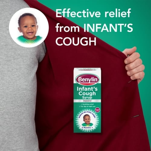 Image showing Benylin Infant's Cough Syrup with the claim: Effective relief from infant's cough