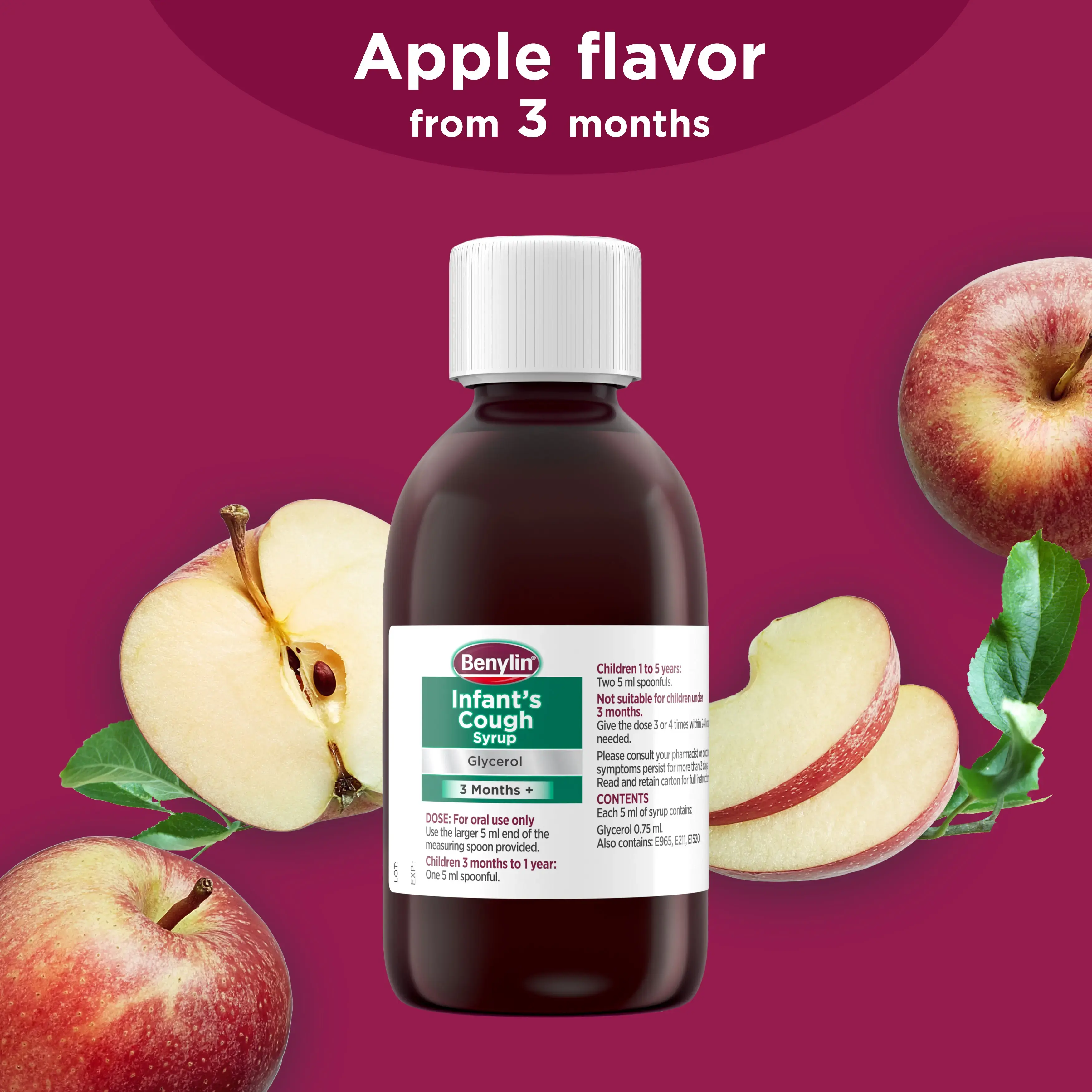 Image showing that Benylin Infant's Cough Syrup is apple flavoured