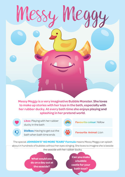 JOHNSON’S® Bubble Baby Bath & Wash Bubble Monster - Messy Meggy