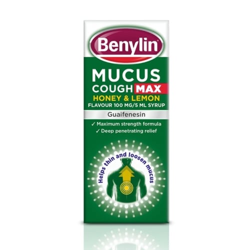 Benylin® Mucus Cough Max Honey and Lemon Flavour Syrup Packshot