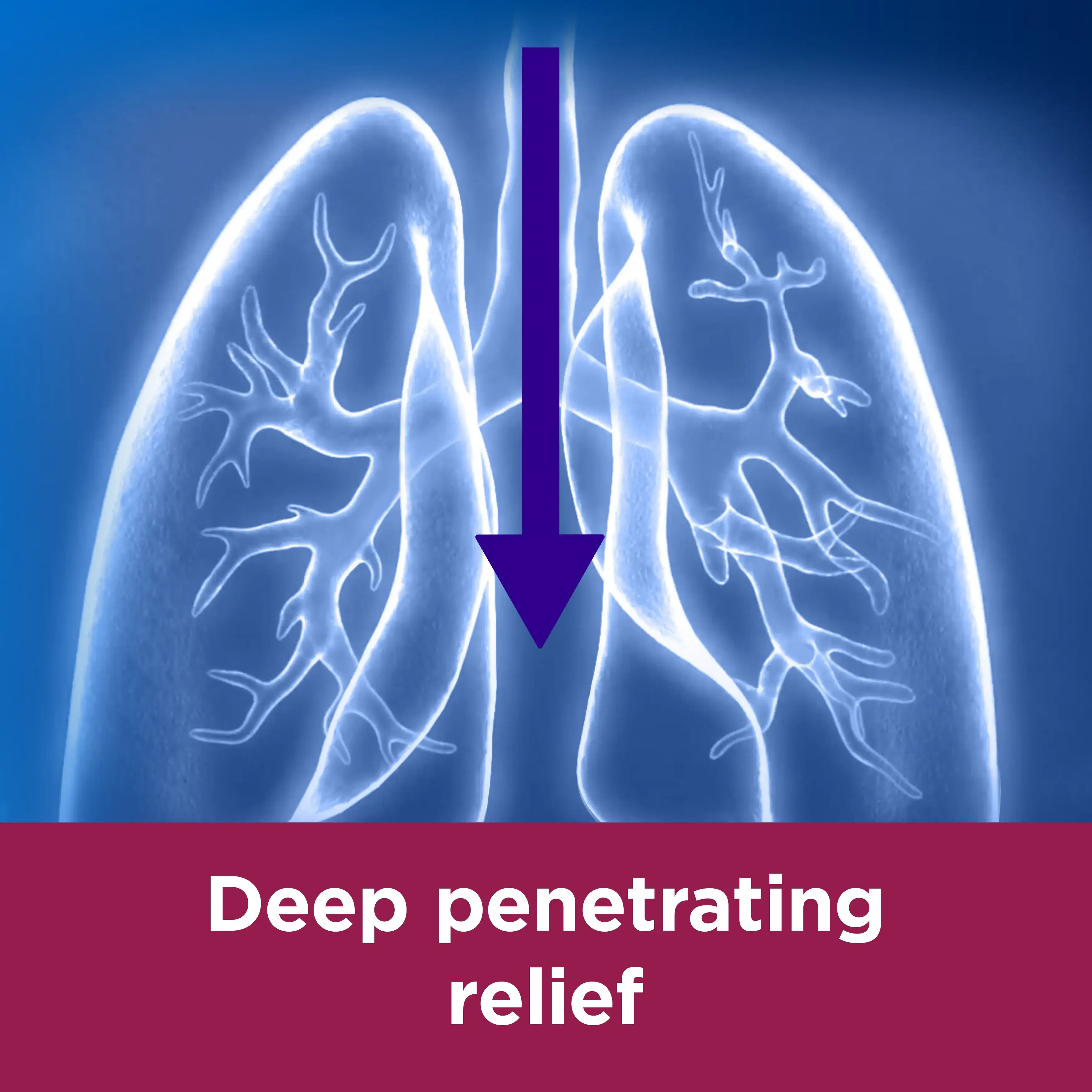 Image showing a drawing of lungs with the caption: Deep penetrating relief