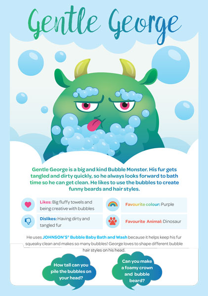 JOHNSON’S® Bubble Baby Bath & Wash Bubble Monster - Gentle George