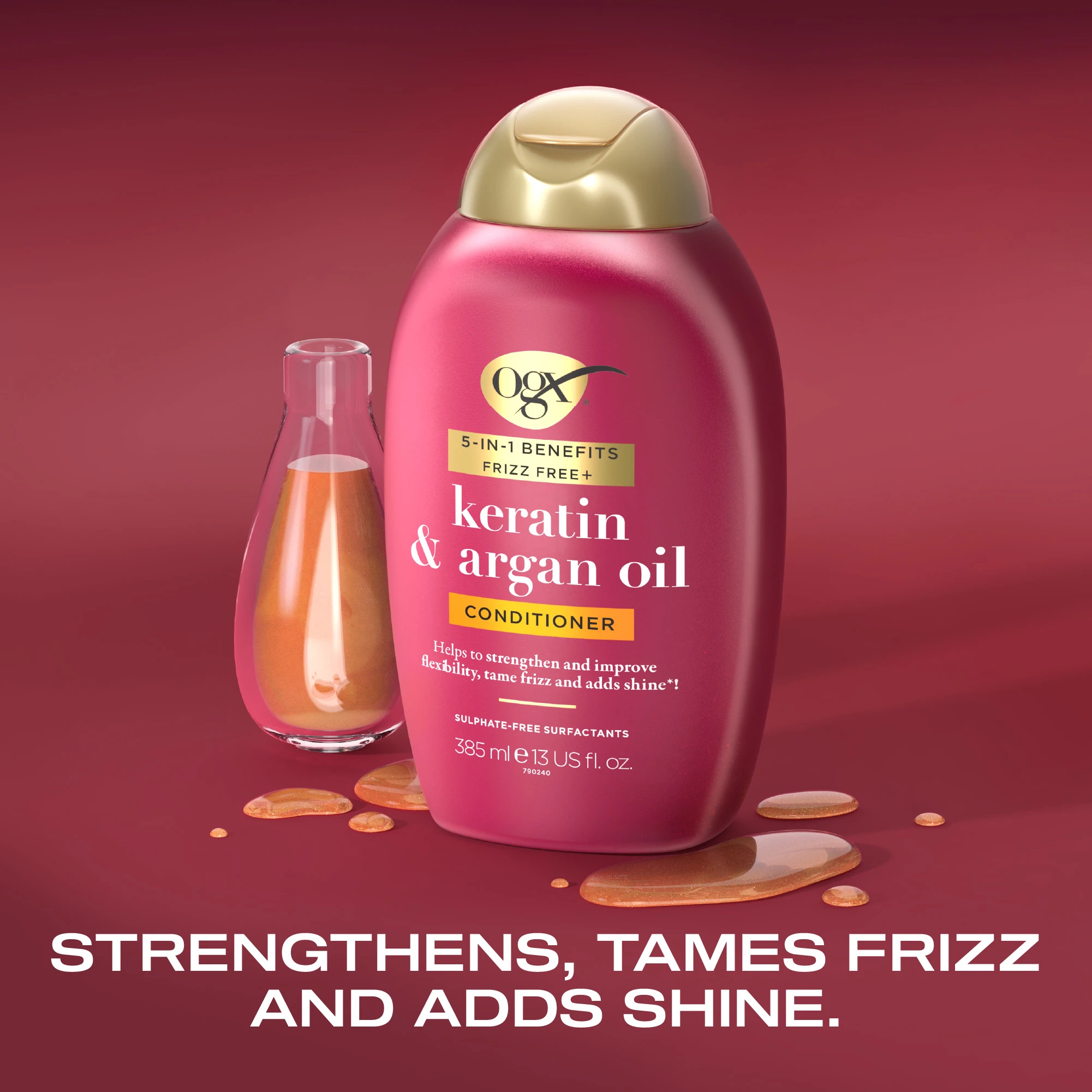 OGX  5-in-1 benefits Frizz Free+ Keratin & Argan Oil  Conditioner, 385ml | OGX® Beauty