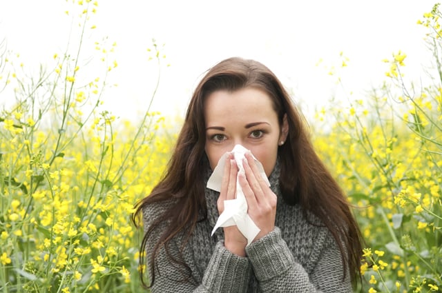 A woman suffering from hay fever