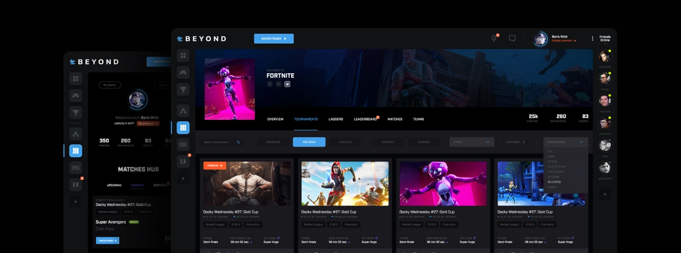Esports Platform for Logitech core feature showcase