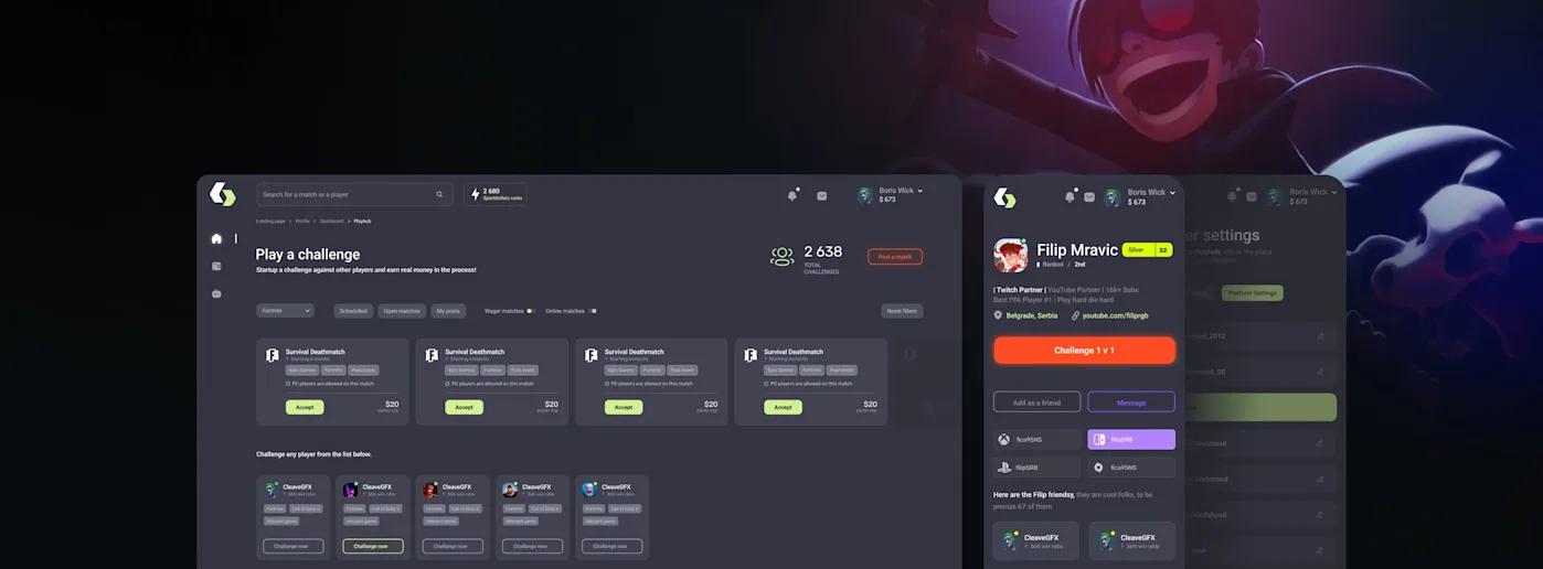 Competitive Gaming Platform for African Market core feature showcase